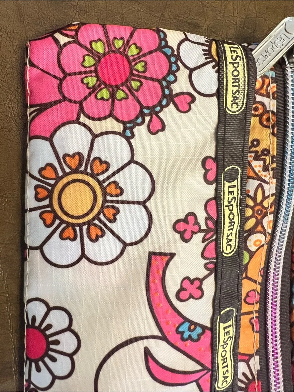 LeSportsac  Floral Multi-Zip Pouch - Pink, Orange, White, Blue